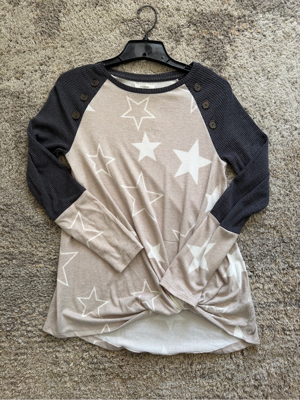 Maurices Neutral Taupe & Dark Gray Crewneck Sweater - XS